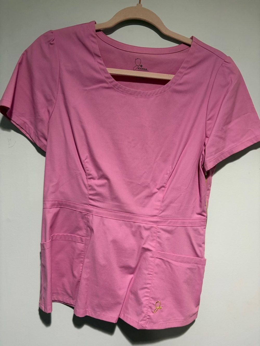 Jaanuu Pink Short Sleeve Medical Scrub Top
